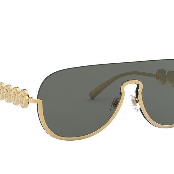 Versace never worn Medusa logo shield mirror sunglasses - unisex, grey/gold - Picture 9 of 16